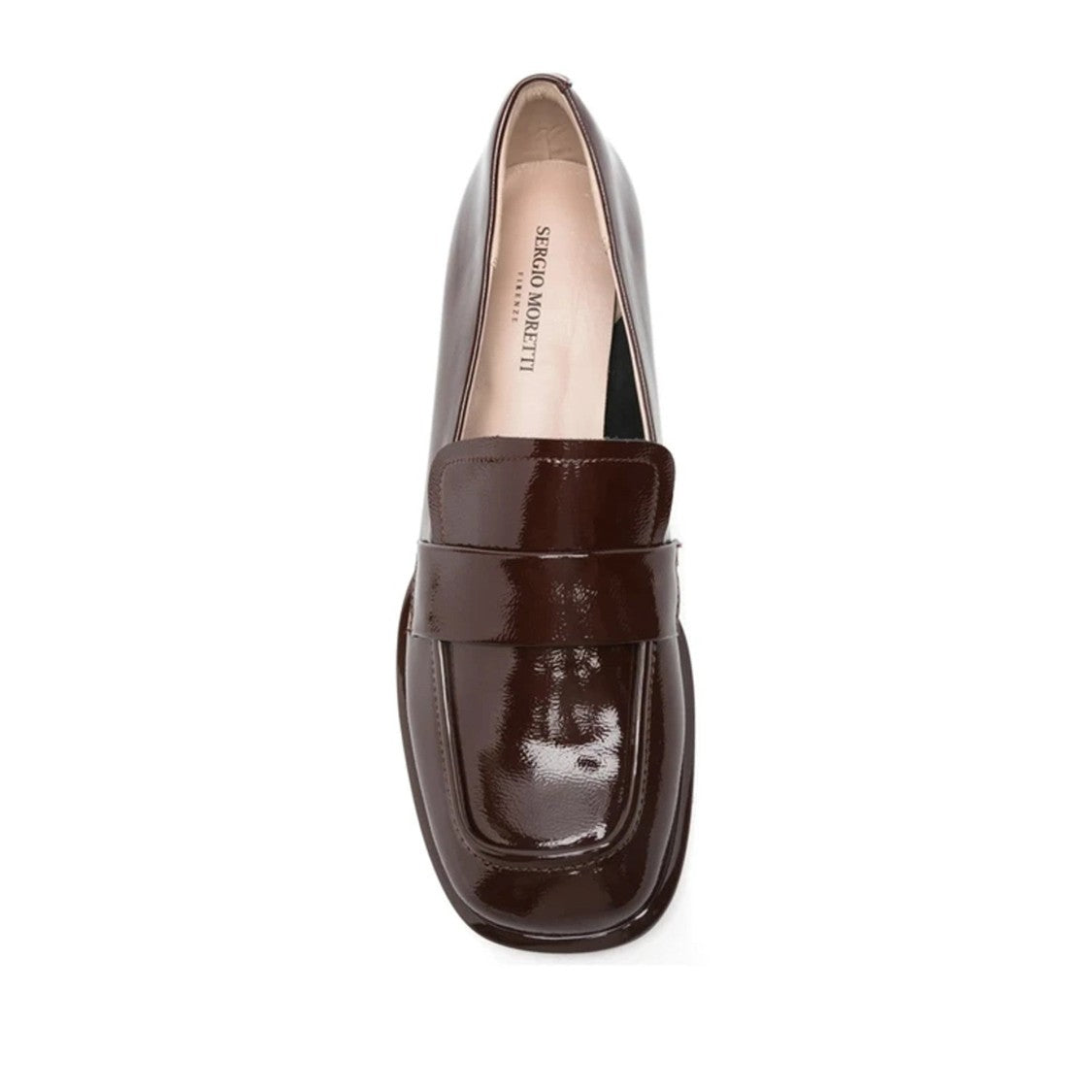 Sergio Moretti Red Glossy Classic Penny Strap Patent Leather Loafers