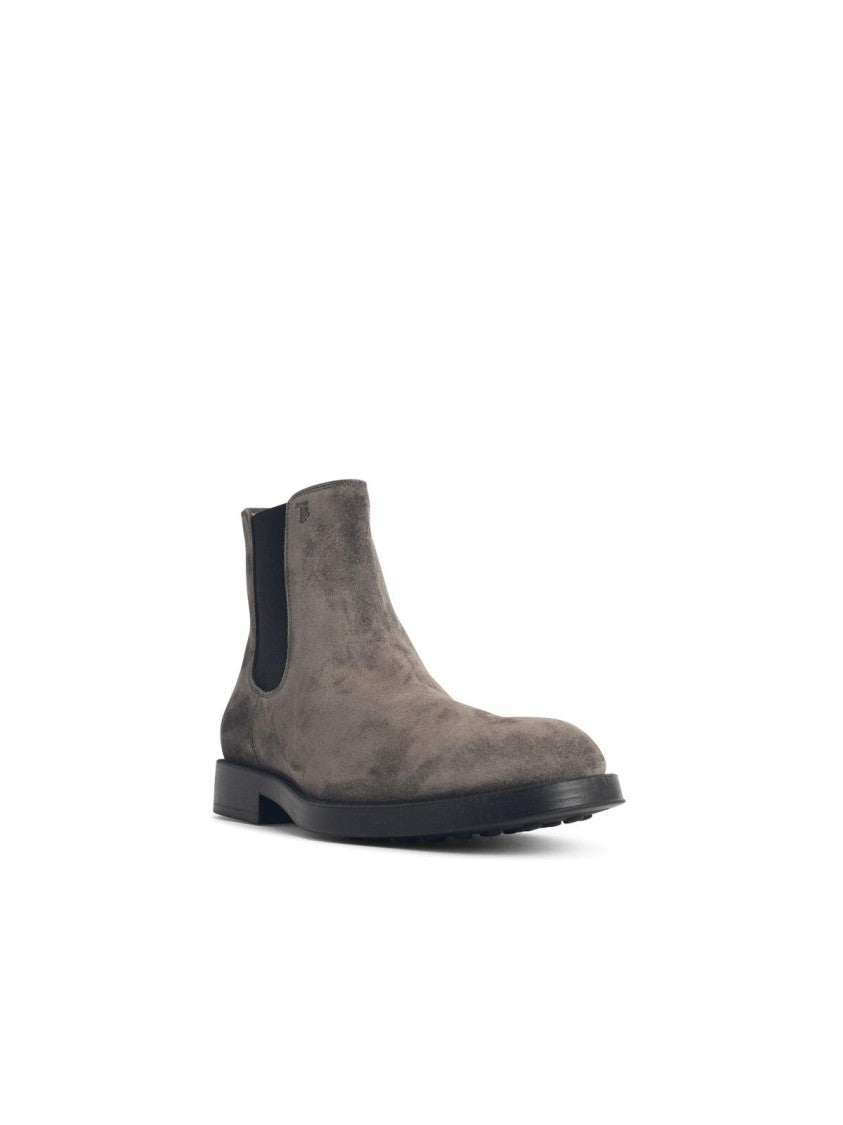 Tod's 'Chelsea' Grey Suede Leather Ankle Boots
