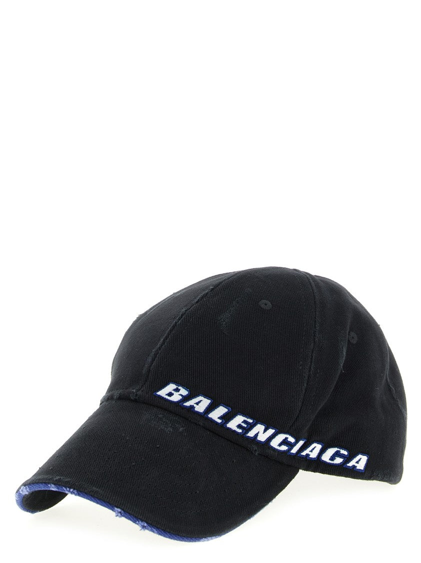Balenciaga Used-Effect Cotton Logo Cap With Contrast Detailing