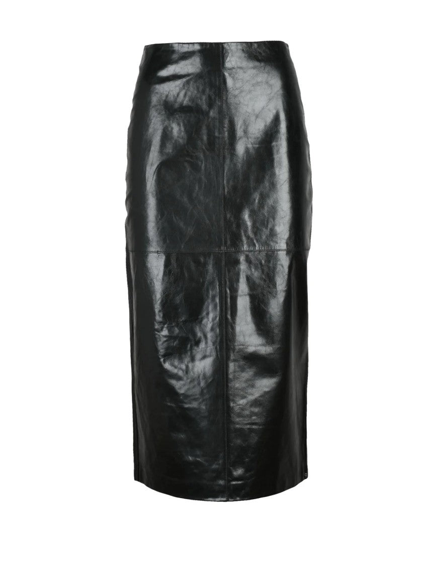 Sportmax Black Leather Women's Leather Skirt