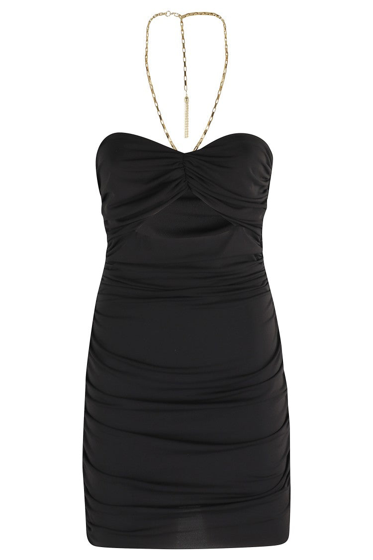 Amen Strapless Ruched Jersey Mini Dress