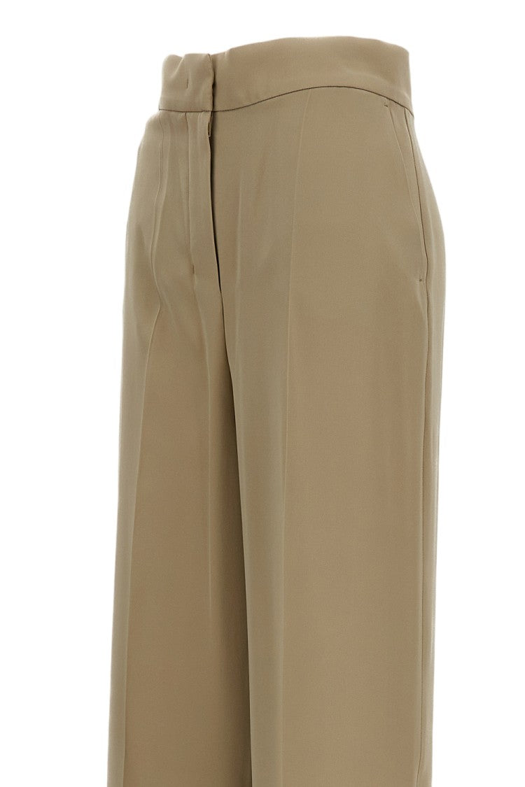 Max Mara Beige Palanca Silk Trousers