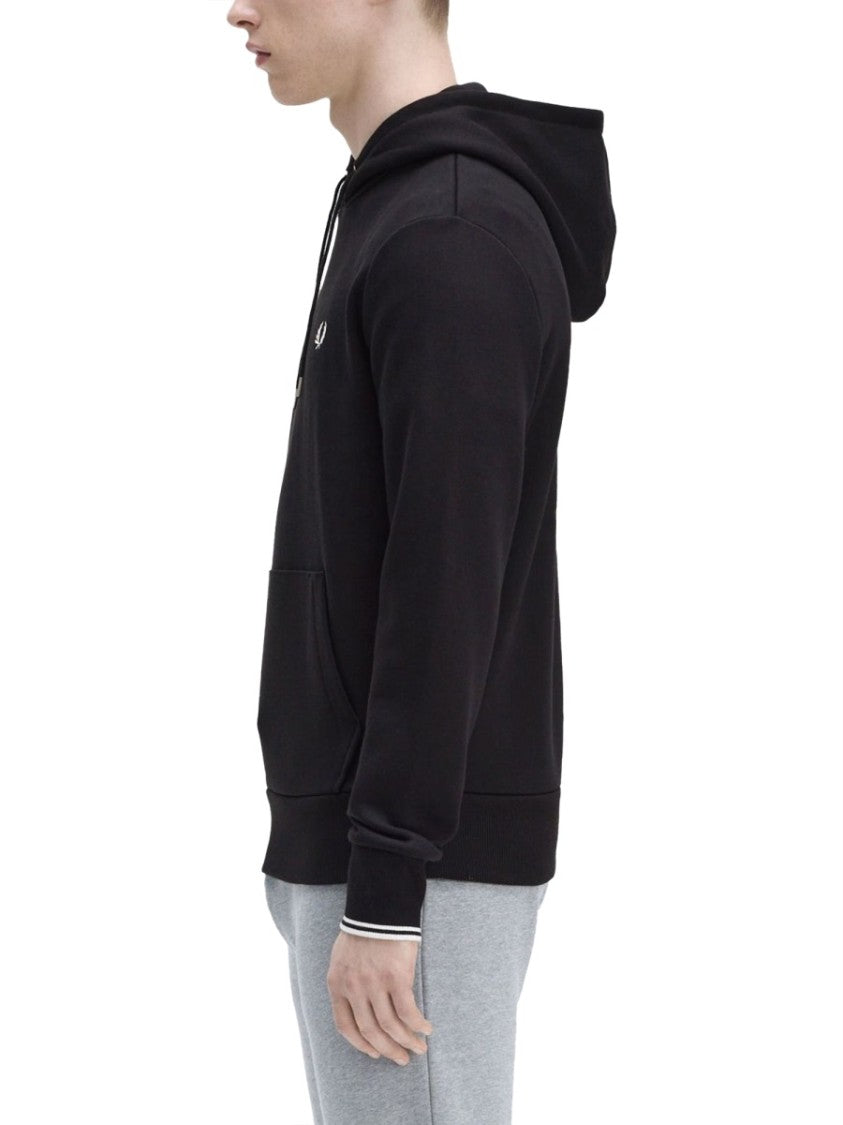 Fred Perry Black Hoodie With Embroidered Laurel Wreath