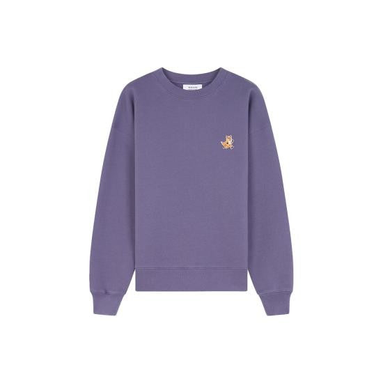 Maison Kitsuné Long-Sleeve Sweatshirt With Embroidered Fox Logo In Muted Purple