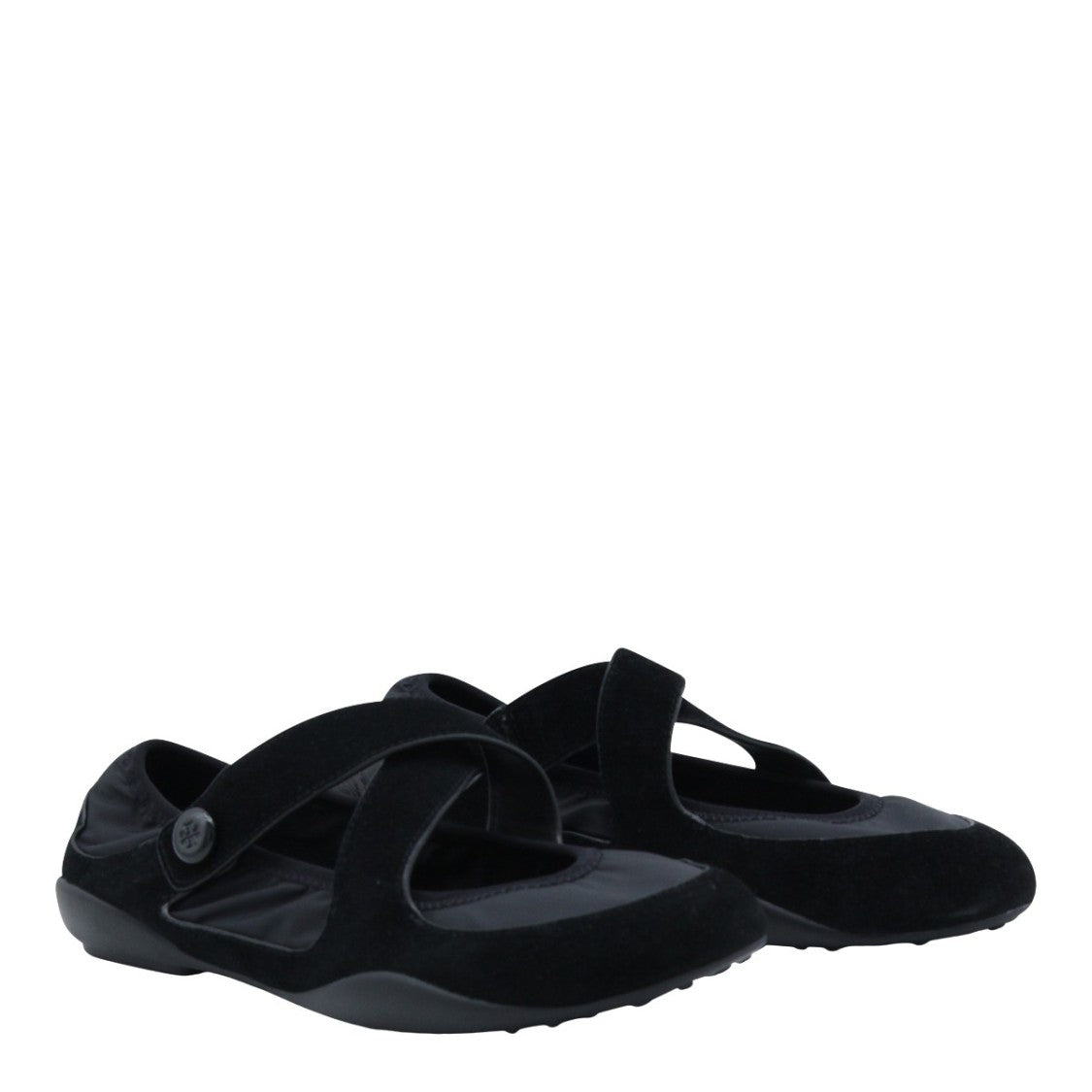 Tory Burch Rounded Toe Flats With Cross Strap