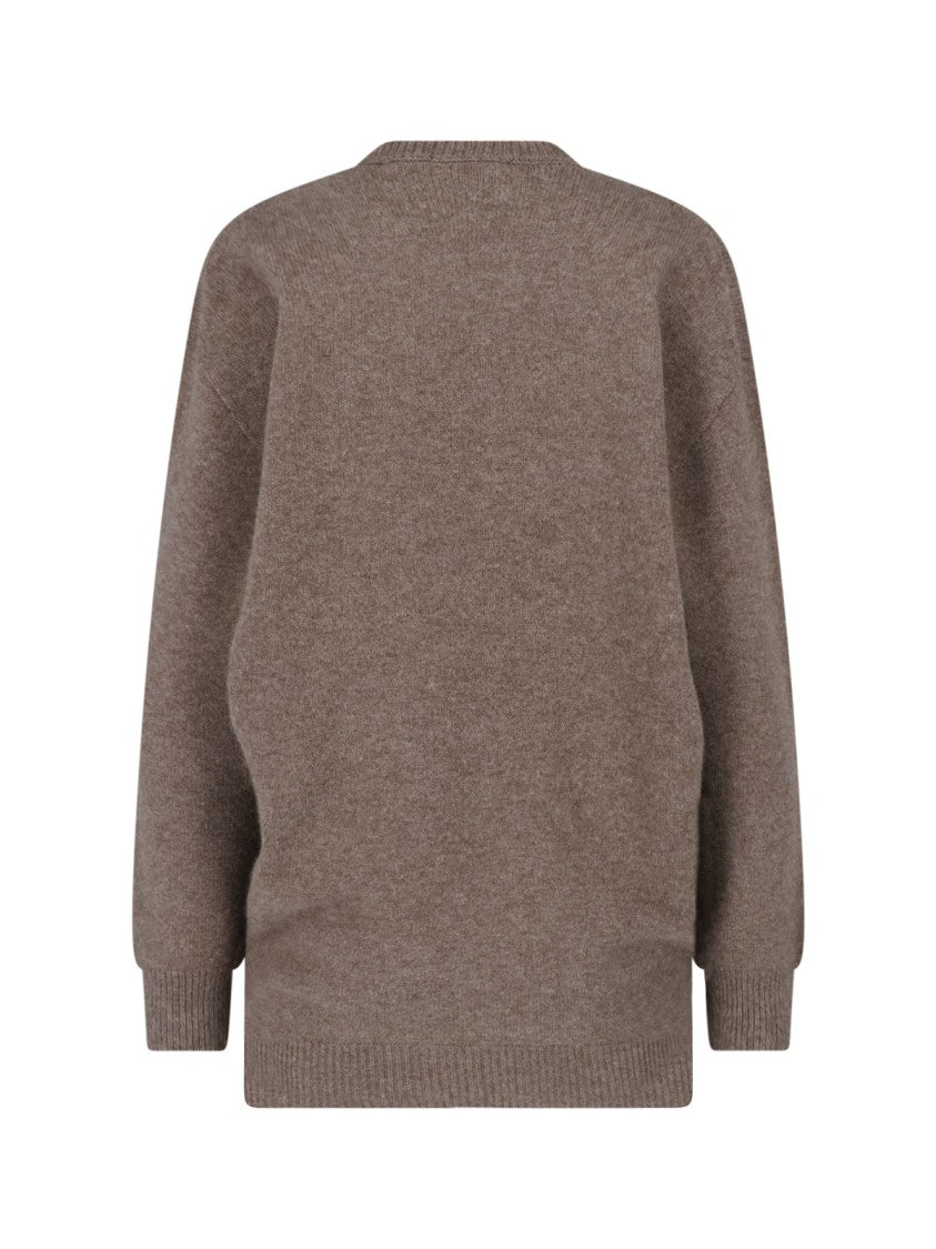 Jil Sander Brown Wool Cashmere Crewneck Sweater