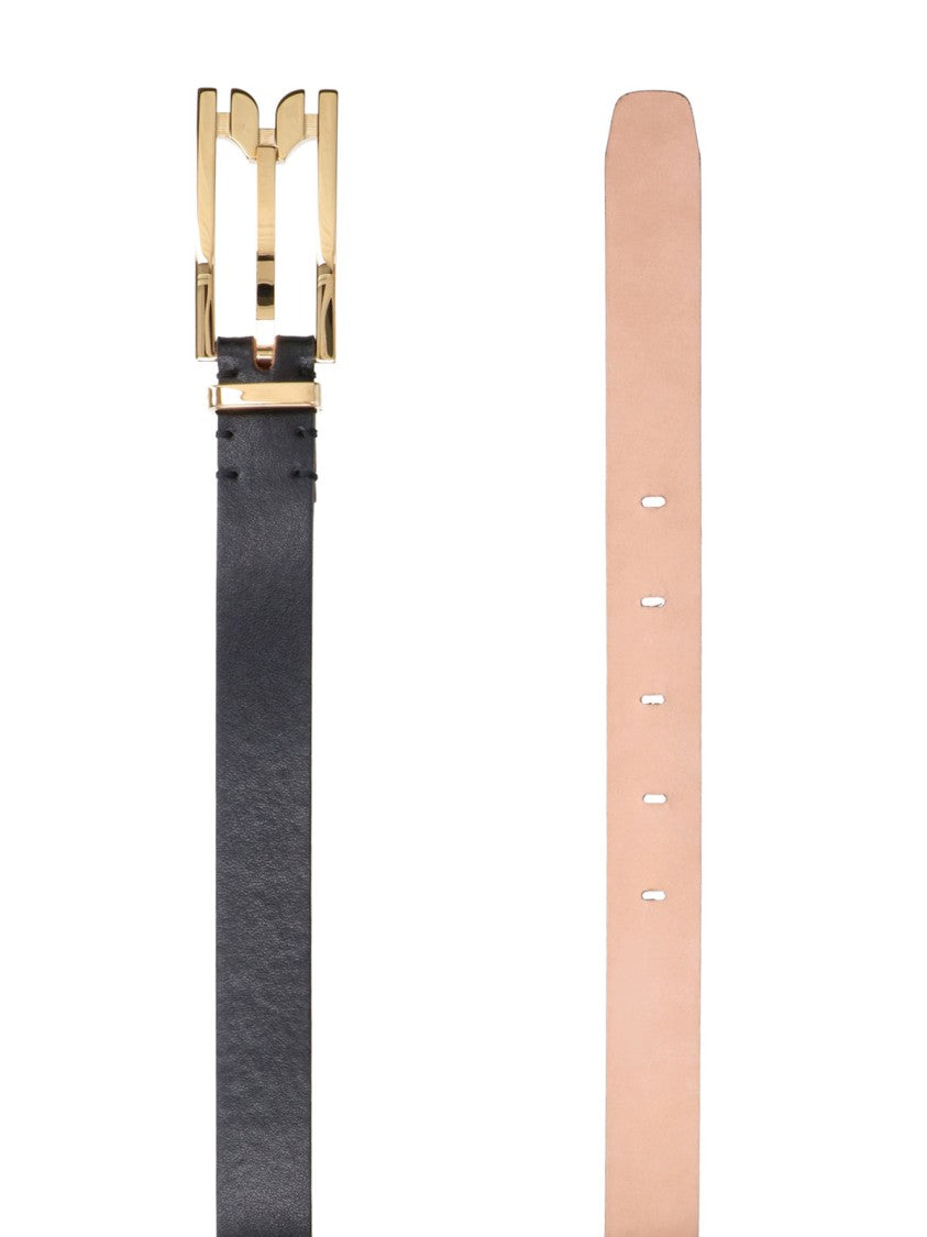 Victoria Beckham Smooth Leather Gold-Tone Cut-Out Buckle Belt