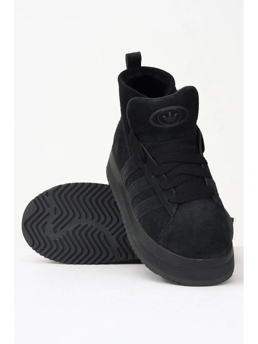 Adidas Black Leather Plush Sneakers