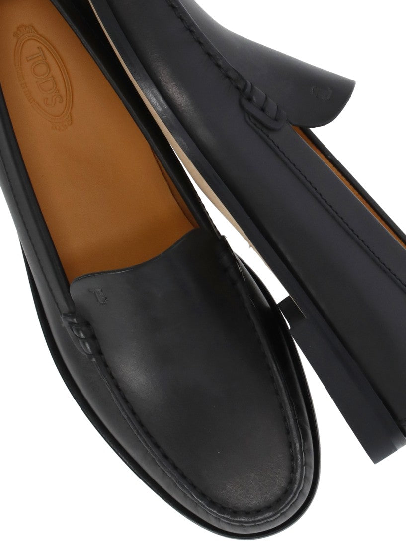 Tod's Black Golden Studs Leather Loafers