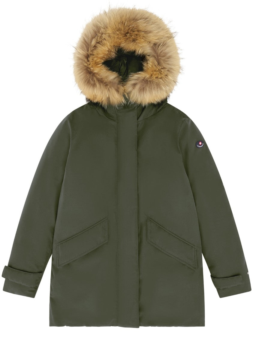Canadiens Mid-Length Parka With Plush Fur Hood And Concealed Closures
