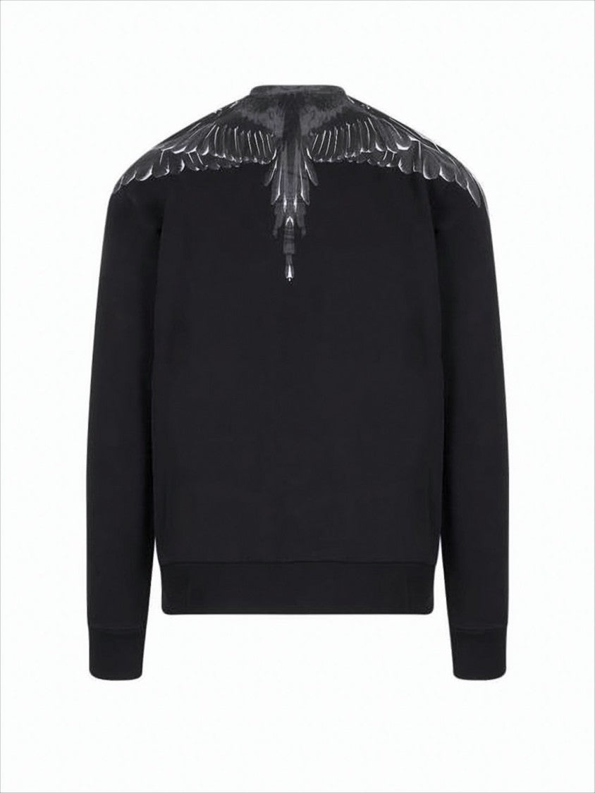 Marcelo Burlon Black Sweatshirt With Intricate Feather Embellishments