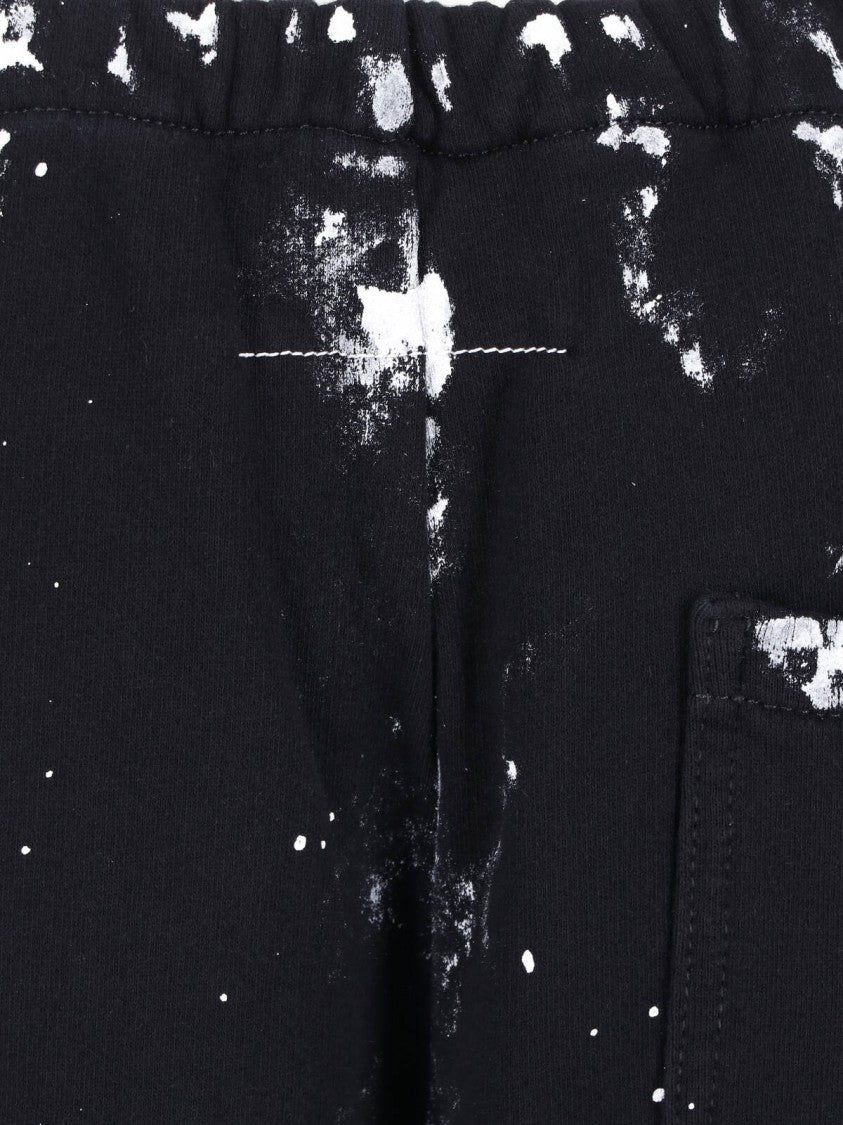 Mm6 By Maison Margiela Black Distressed Splatter Pattern Sport Trousers