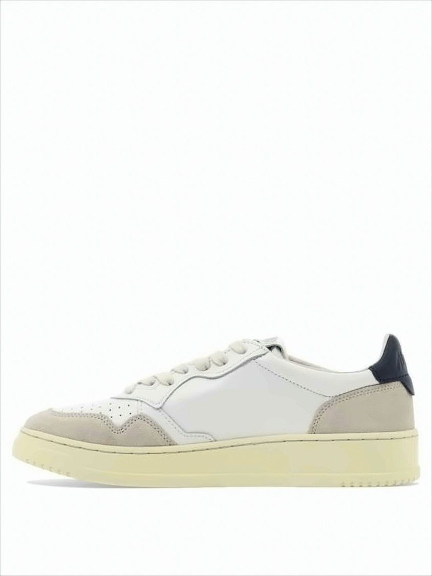 Autry Low-Top White Leather Sneakers With Beige Suede Overlays