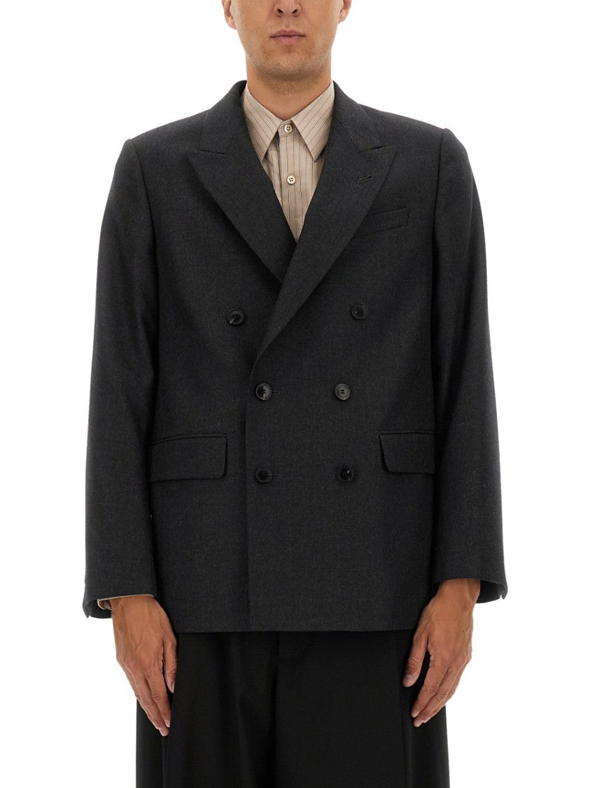 Dries Van Noten Double-Breasted Wide Lapel Wool Jacket