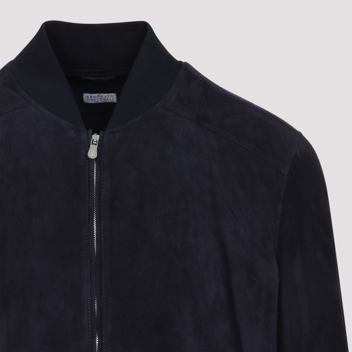 Brunello Cucinelli Blue Suede Leather Jacket