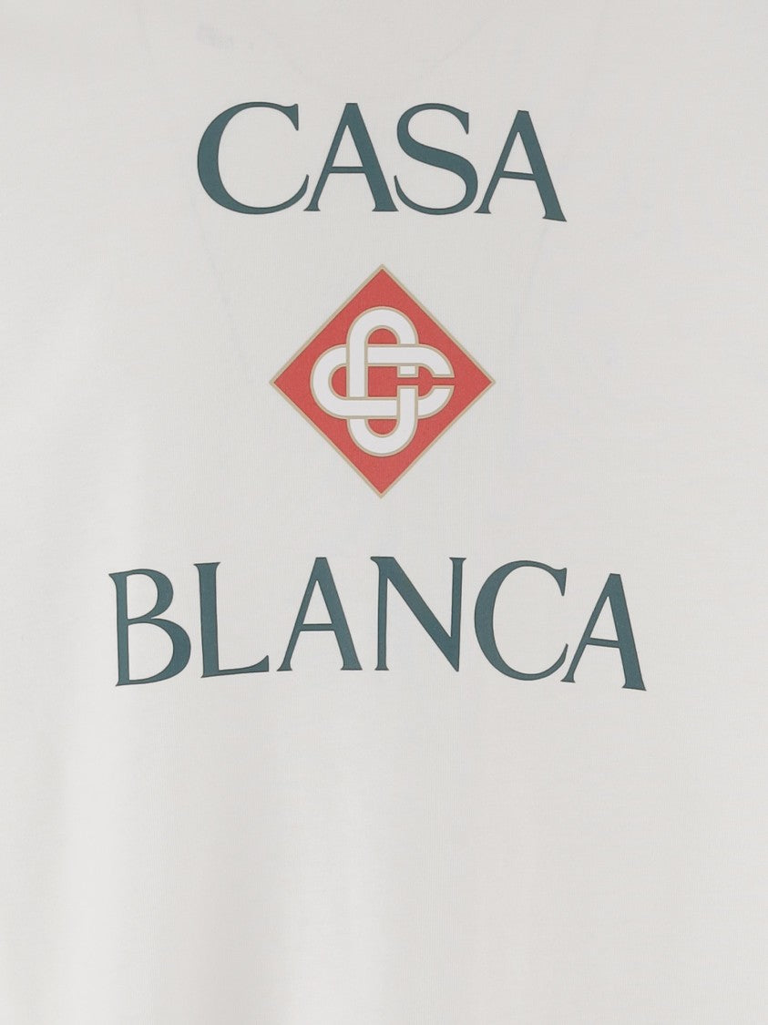 Casablanca White Front Logo Cotton T-Shirt