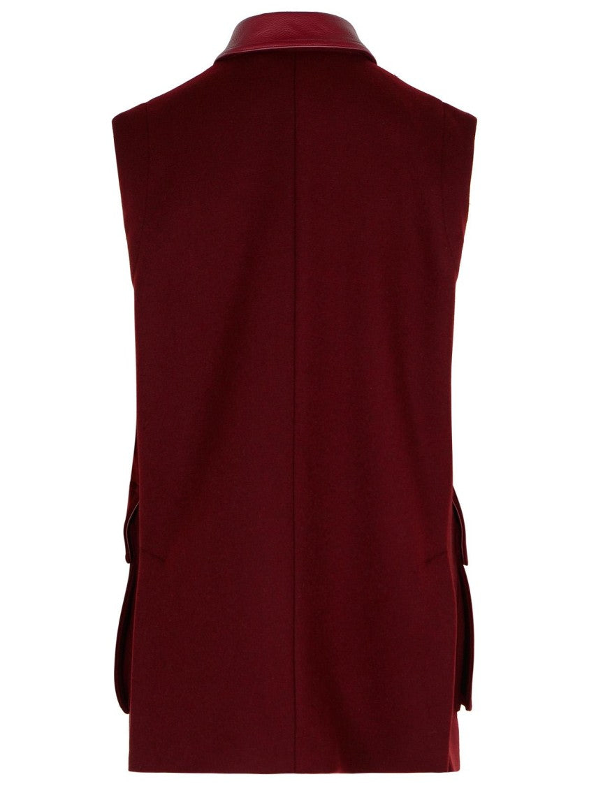 Max Mara Aeroso 1234' Long Vest In Wool/Alpaca And Cherry Cachemire