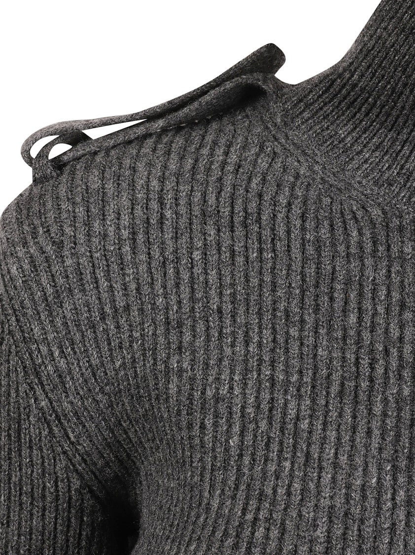 Alexander Mcqueen Fitted High-Neck Dress With Ribbed Fabric