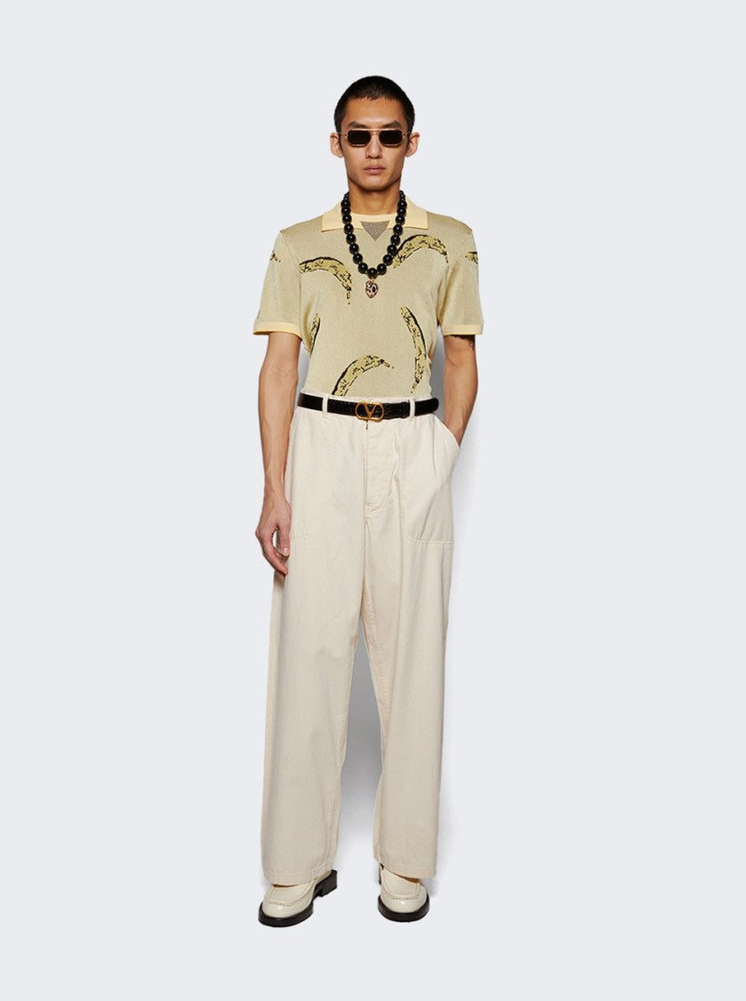 Valentino Vlogo Signature Crocodile Belt Black