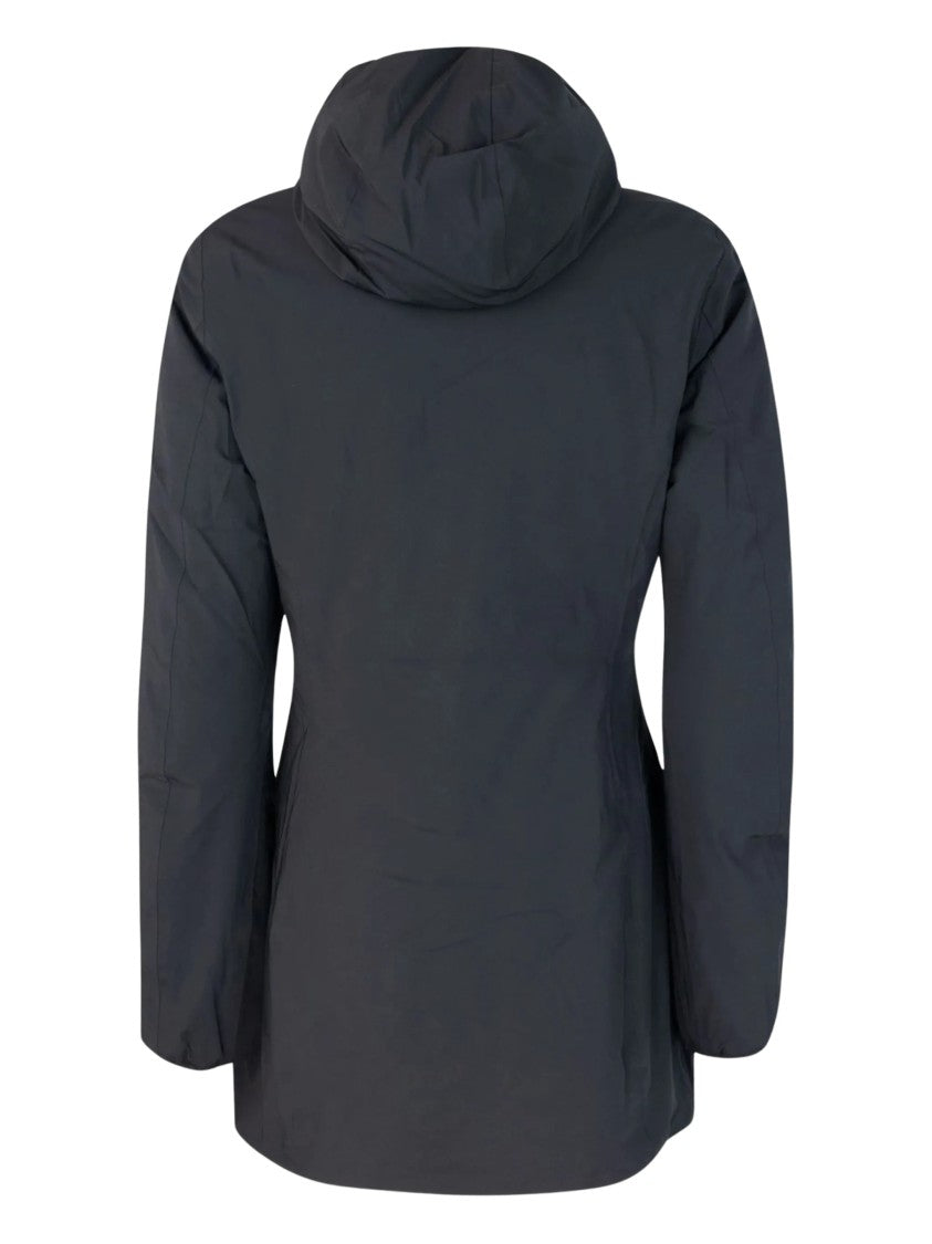 K-Way Denise St Warm Double Short Black Nylon Hooded Coat