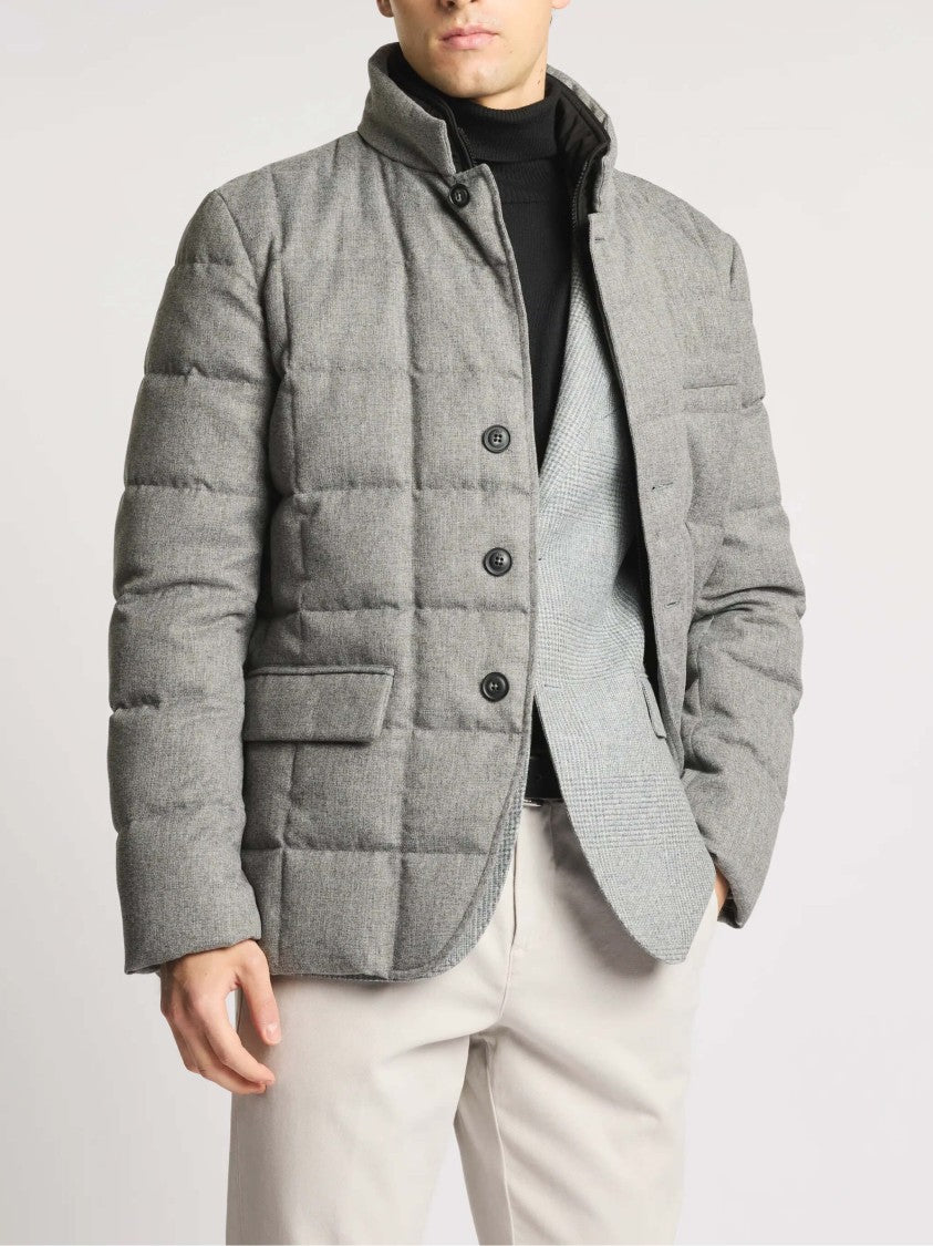Fay Quilted Down Jacket With High Collar And Flap Pockets