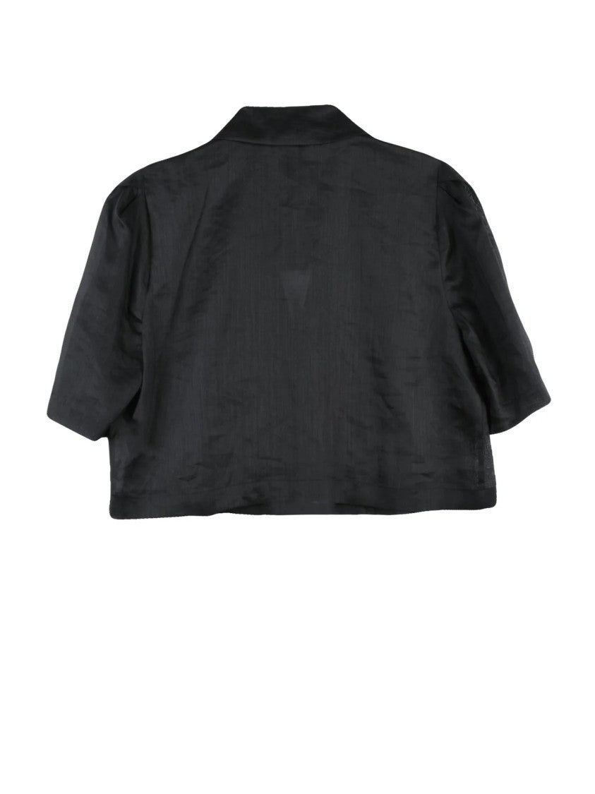 Marella Black Cropped Puffed Shirt