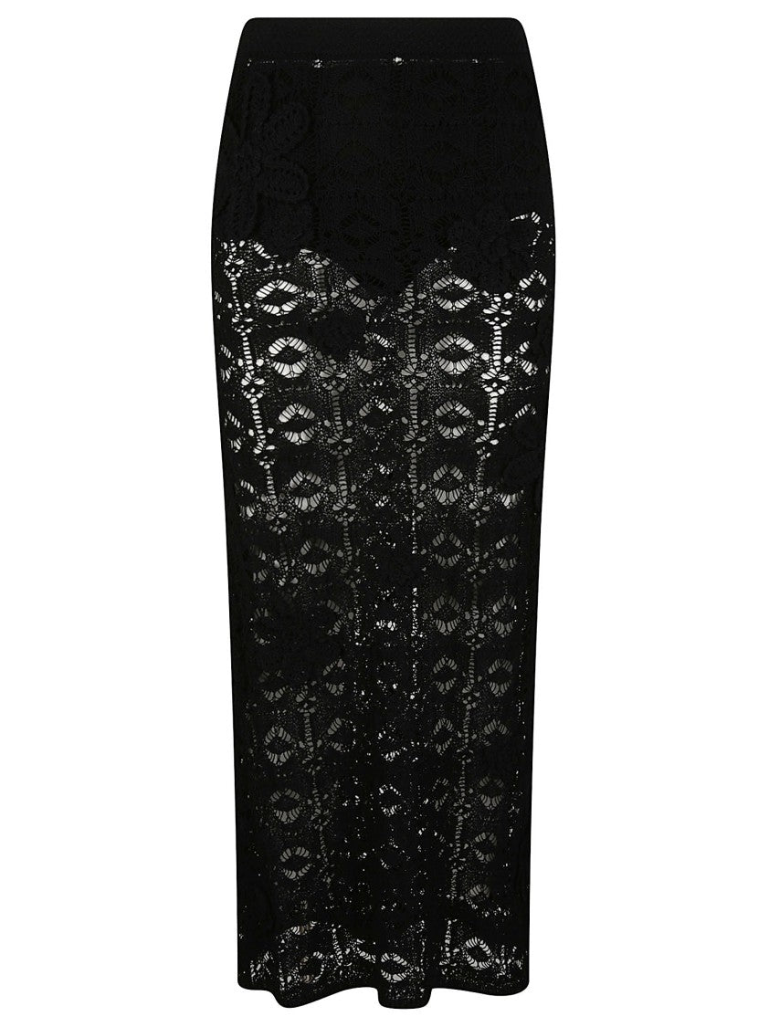 Pinko Anthemis Intricate Lace Cotton Midi Skirt