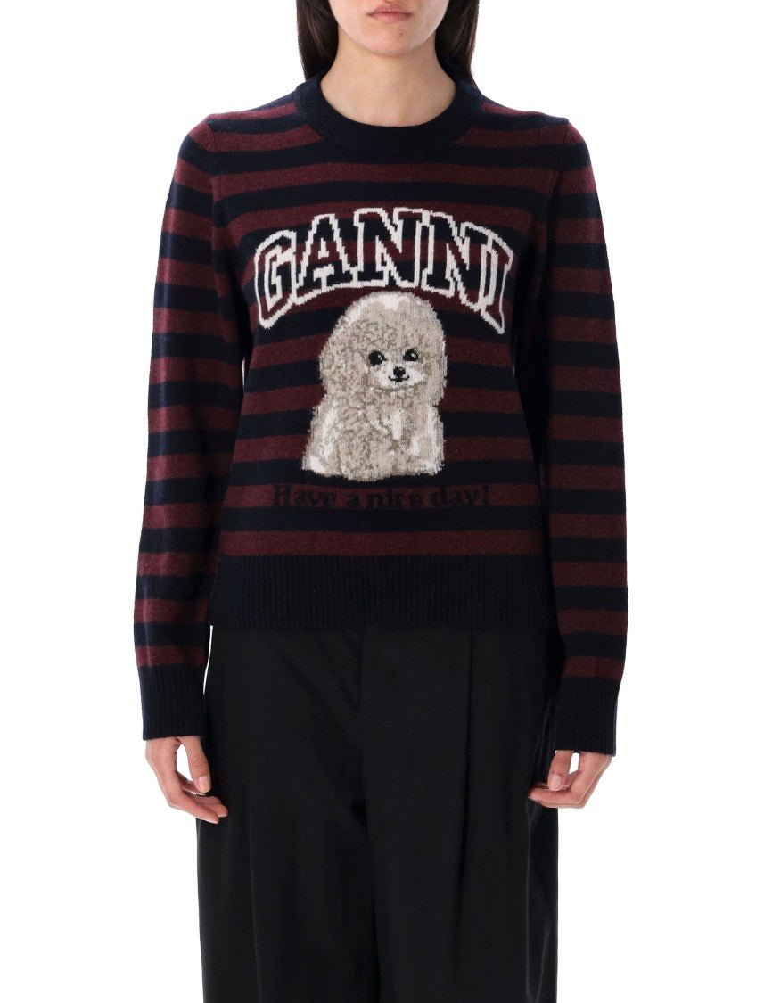 Ganni Knit Poodle Stripe Sweater