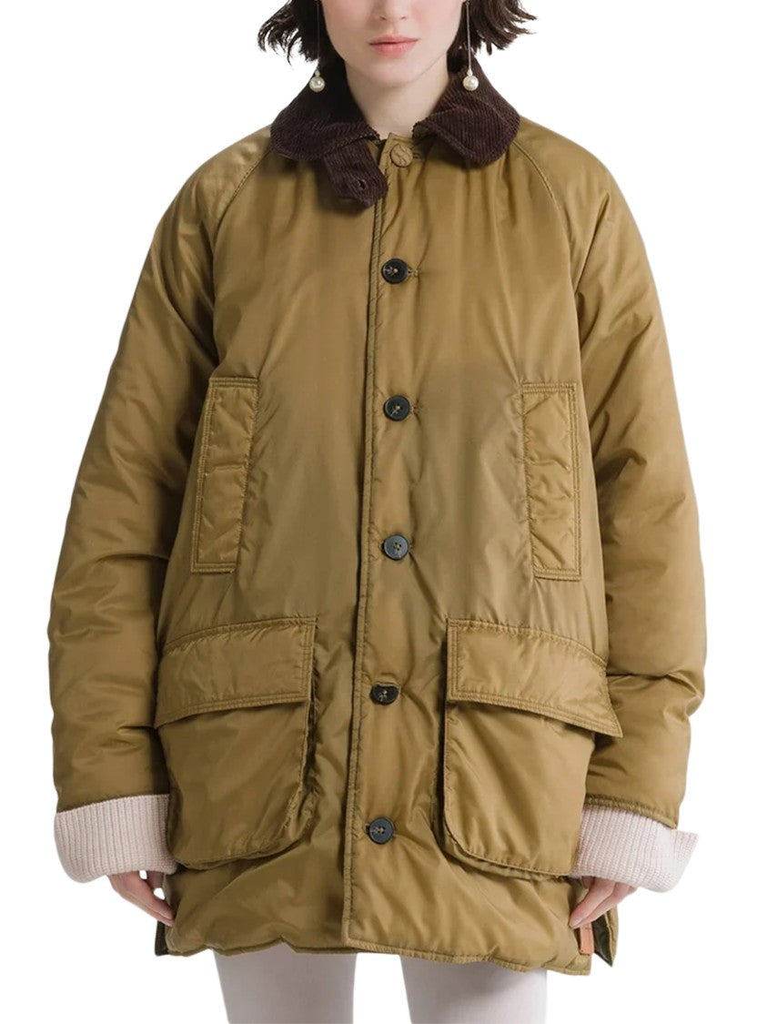 Forte Forte Nylon Midi Jacket With Corduroy Details And Adjustable Straps