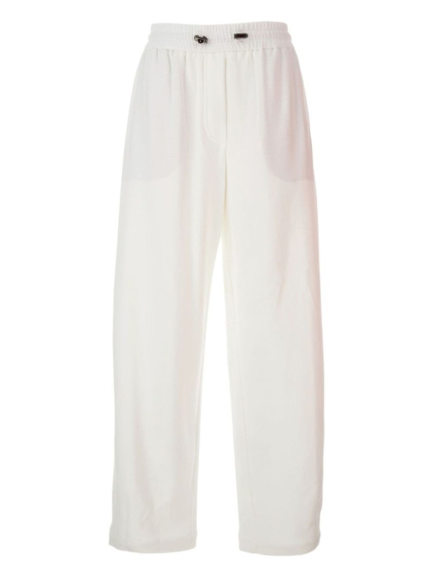 Brunello Cucinelli Relaxed Fit Wide Leg Beige Trousers