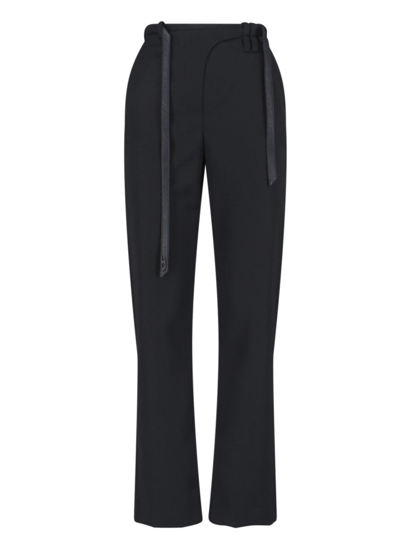 Diesel Black Tailored Wool Blend Pants With Belt