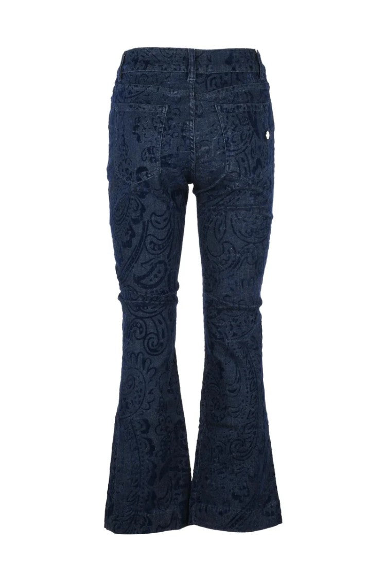 Shaft Paisley Blue Jeans With Flared Hem