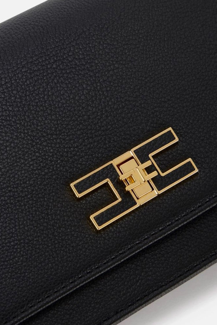 Elisabetta Franchi Structured Black Handbag With Gold-Tone Logo Clasp