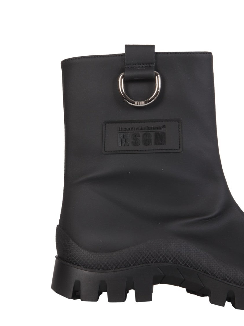 Msgm Matte Black Mid-Calf Rain Boots