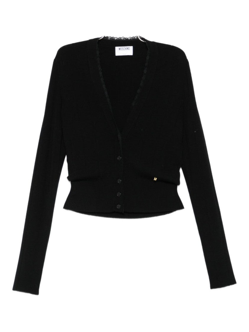 Moschino Cropped Black Wool Cardigan