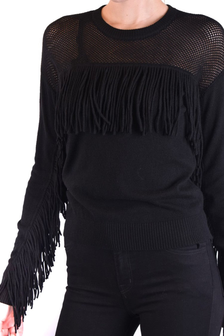 Pinko Fringe-Detail Sweater With Mesh Knit Panels