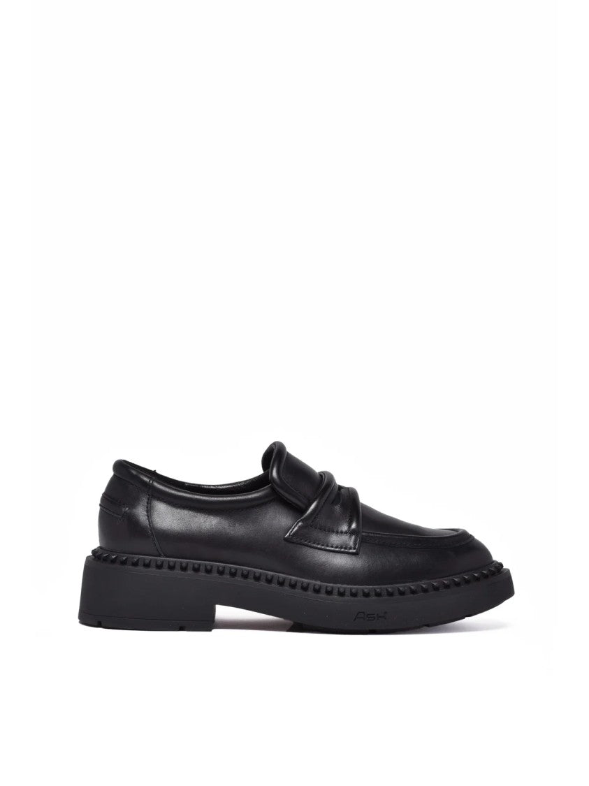 Ash Black Platform Leather Loafers