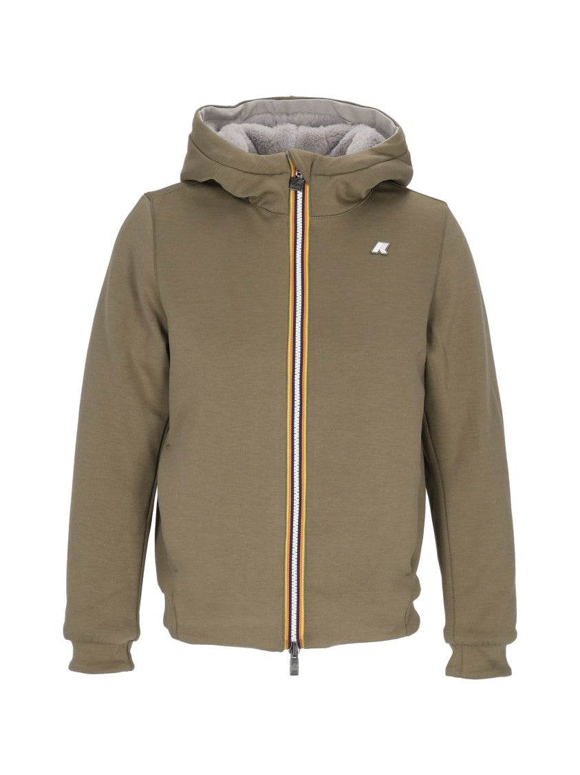 K-Way Reversible Brown Faux Fur Double Giacca With Hood