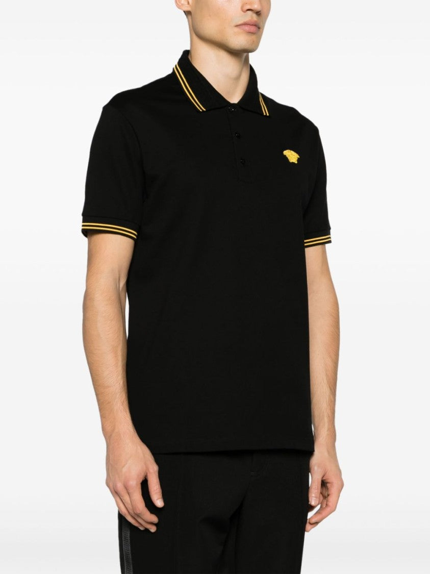 Versace Black Polo Shirt With Classic Collar