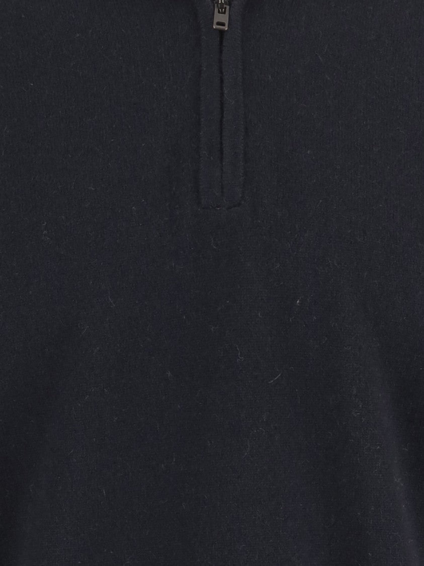 Vince Navy Half-Zip Ribbed Cashmere Sweater