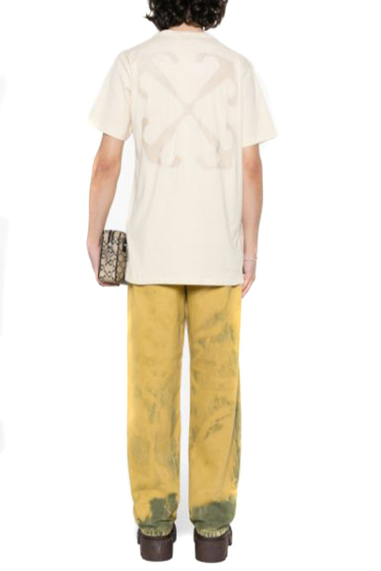 Off-White Beige Arrows Emblem Embroidered Cotton T-Shirt