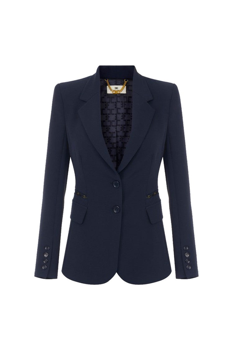 Elisabetta Franchi Blue Polyester-Blend Double-Button Blazer