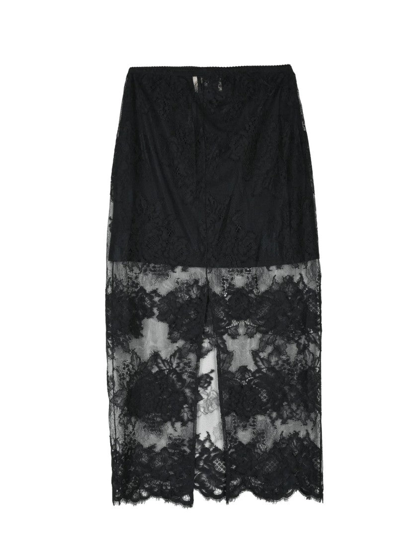 Aniye By Lace Midi Skirt With Scalloped Hem And Sheer Overlay