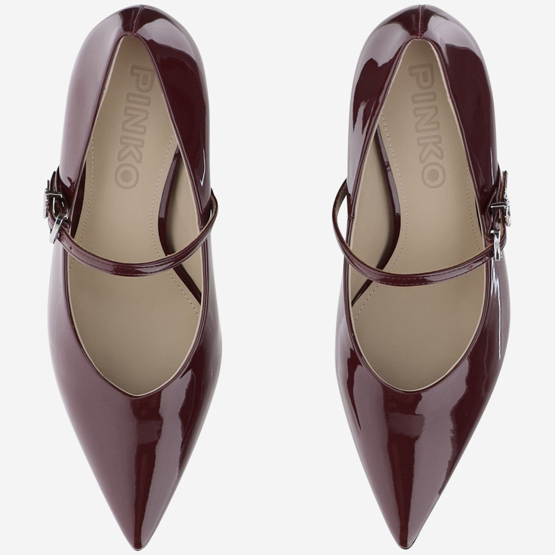 Pinko Pointed Toe Shiny Leather Pumps
