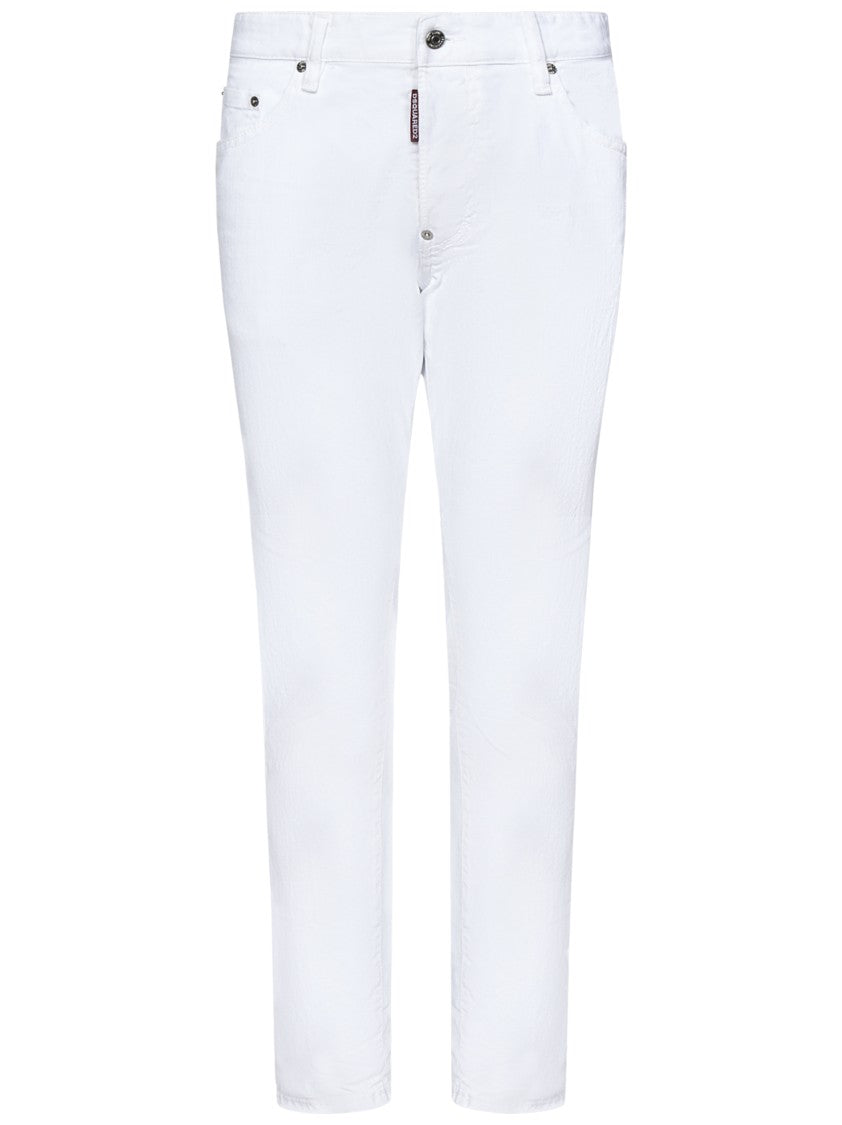 Dsquared2 Slim Fit White Stretch Denim Skater Jeans