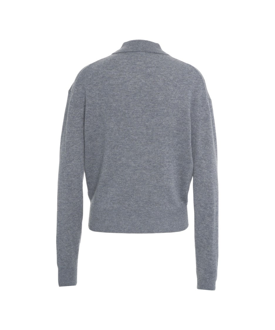 Second Female Classic Polo-Collared Knit Sweater With Cropped Fit