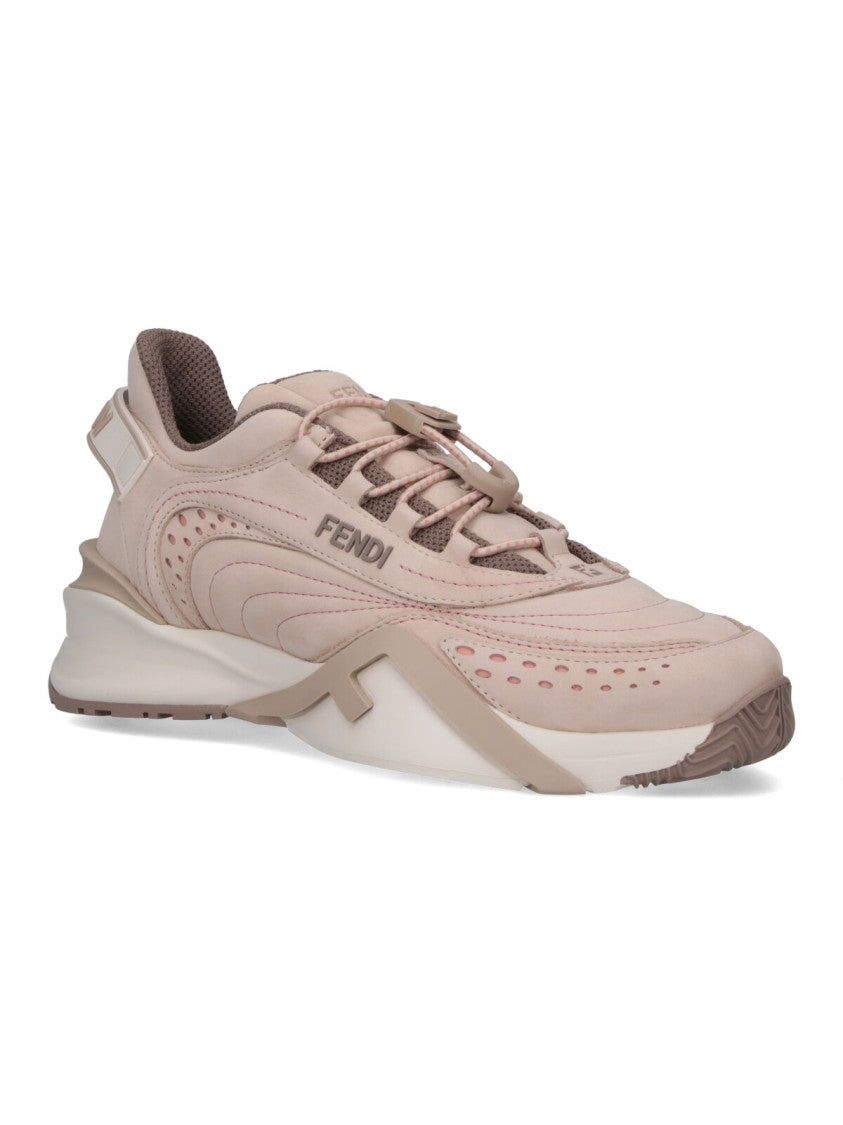 Fendi Beige Minimalist Low-Top Sneakers With Subtle Detailing