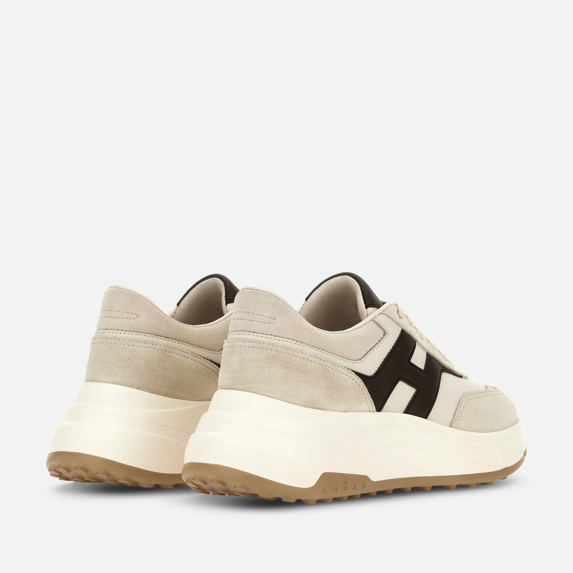 Hogan Beige And Brown Lace-Up Shoes With Sole