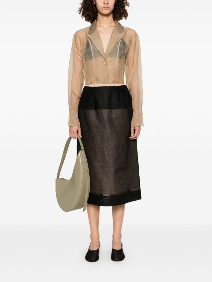 Carven Black Cotton Midi Skirt With Silk Lining