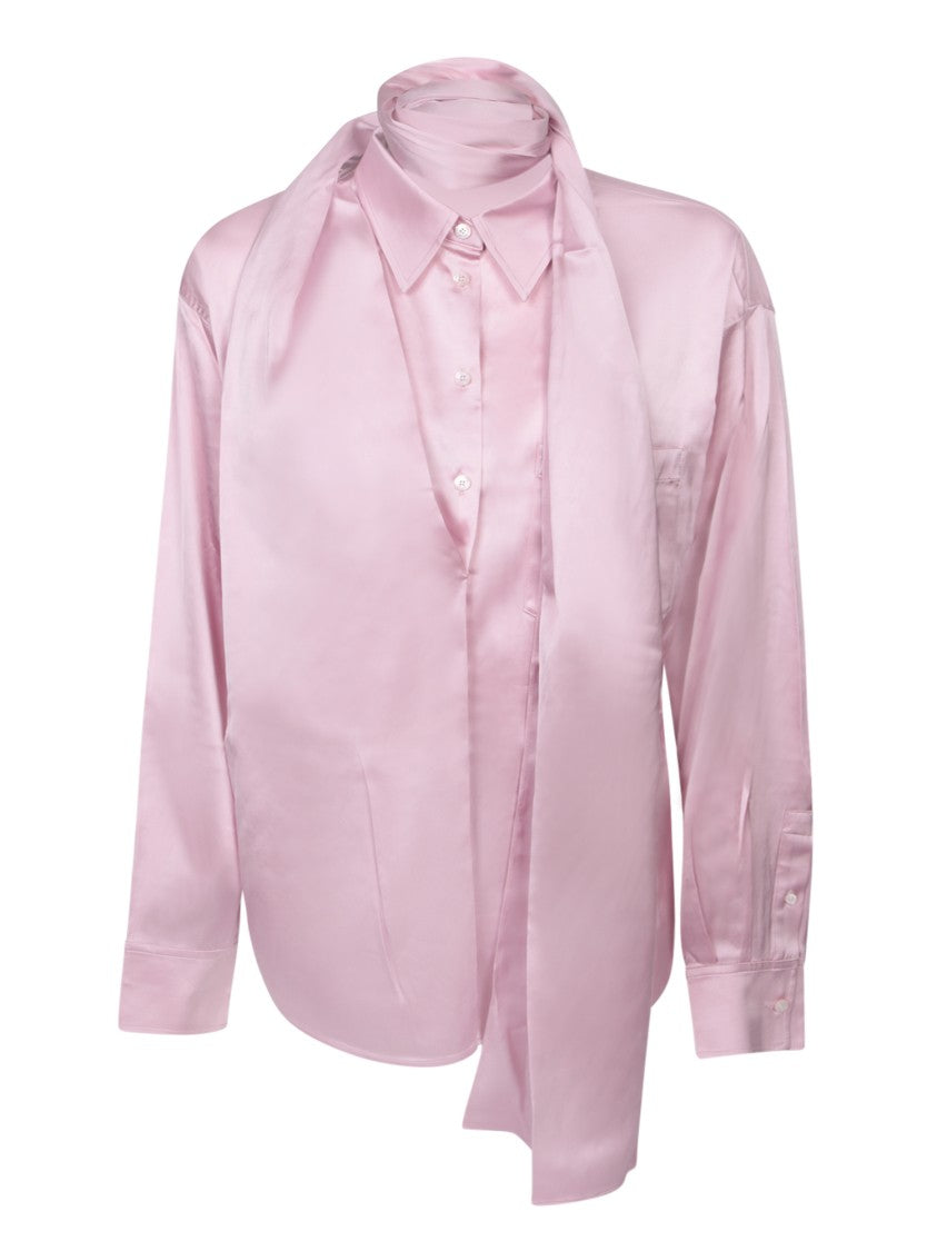 Acne Studios Silk-Finish Long-Sleeved Top With Scarf Detail